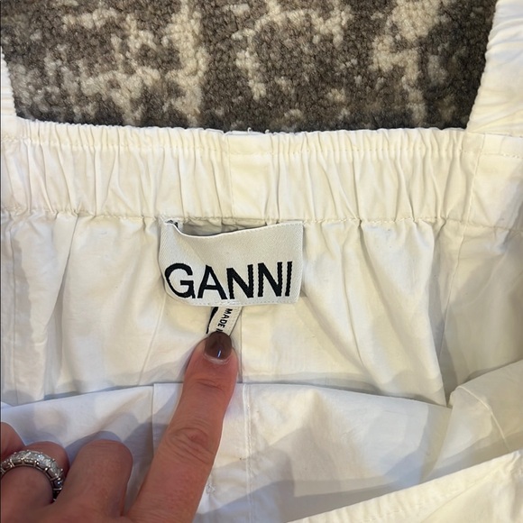 Ganni White Puff Sleeve Square Neck Blouse - Picture 2 of 5